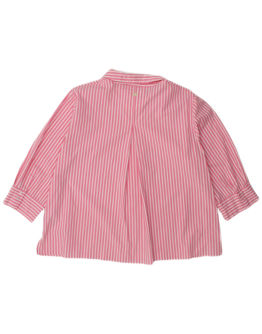 JOOP Womens 3/4 Sleeve Shirt Blouse UK 14 Medium Pink Pinstripe Cotton