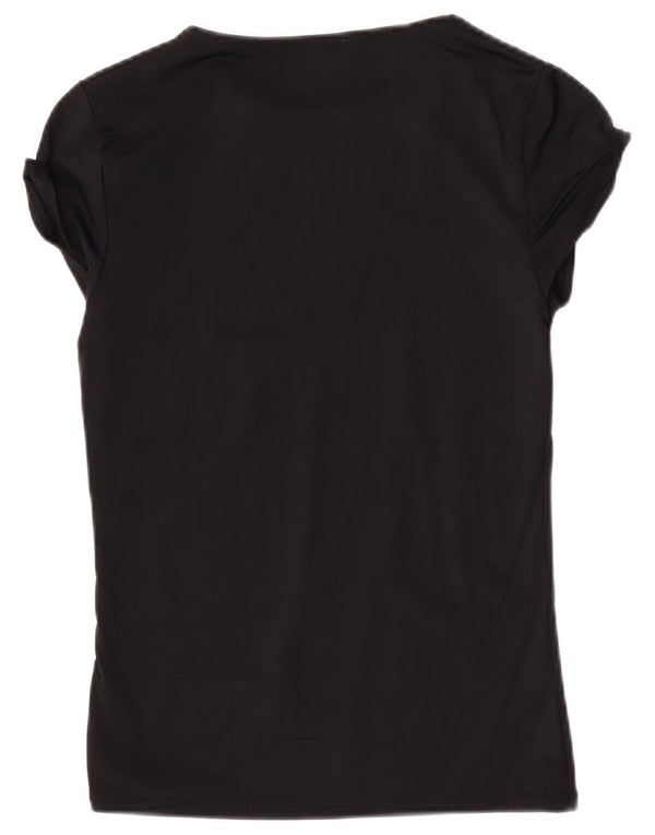 Zara Damen T-Shirt Top UK 12 Medium Schwarz