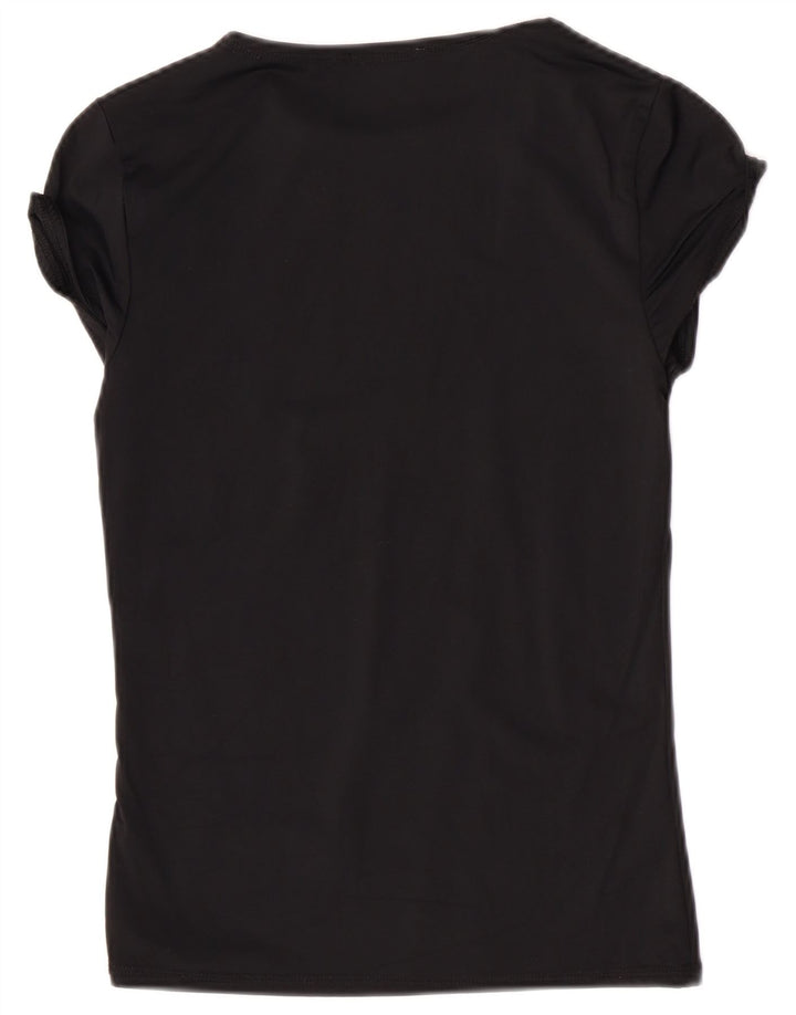 Zara Damen T-Shirt Top UK 12 Medium Schwarz