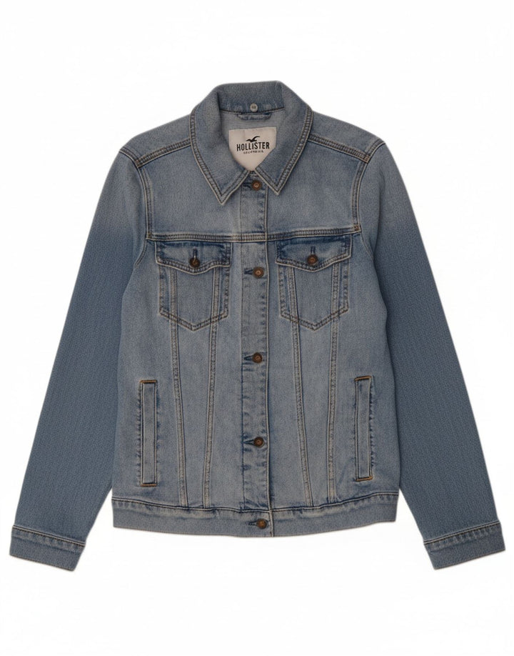 HOLLISTER Womens Denim Jacket UK 14 Medium Blue Cotton