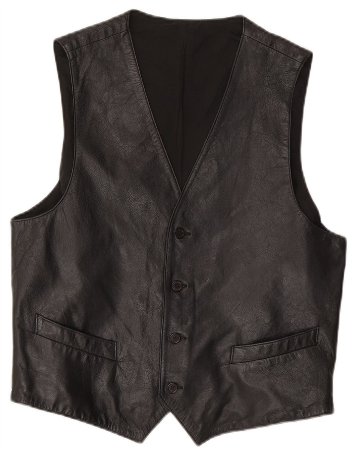 Vintage Herren Lederweste IT 50 Medium Schwarz