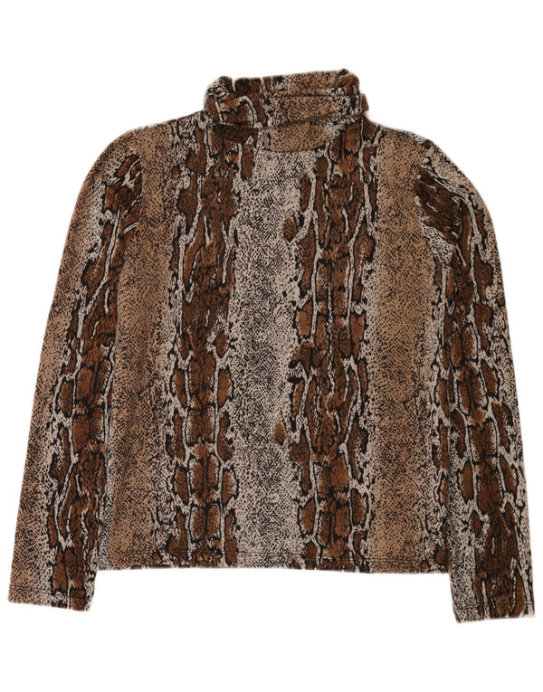Zara Damen Top Langarm UK 14 Großes braunes Tiermuster