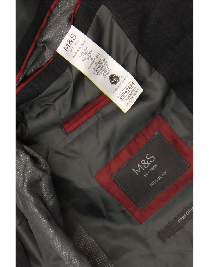 Marks & Spencer Herren-Blazer mit 2 Knöpfen, UK 38, mittelgraue Wolle