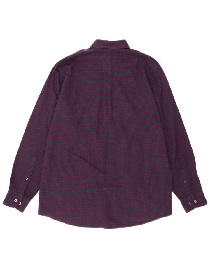 Pringle Herrenhemd, kleines violettes Gingham-Polyester