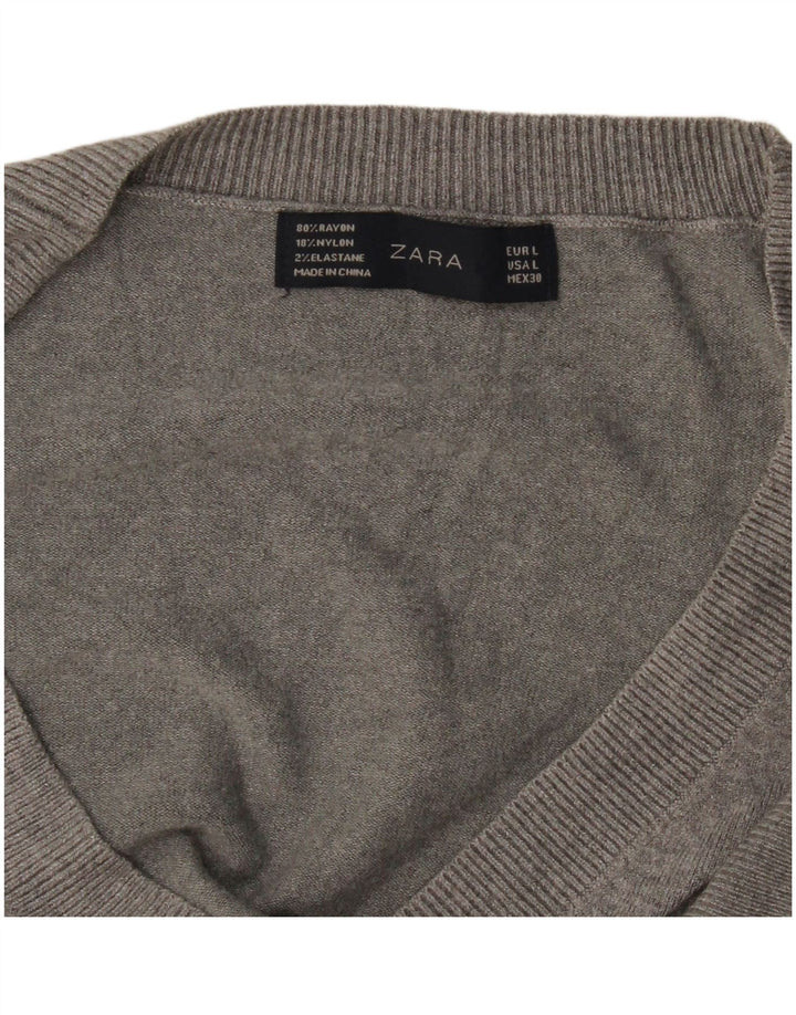 Zara Damen-Cardigan-Pullover UK 14 Large Grau