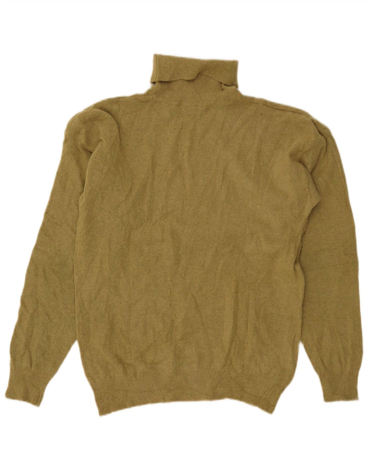 VINTAGE Rollkragenpullover für Damen, Gr. 14, mittlere Khaki-Lammwolle