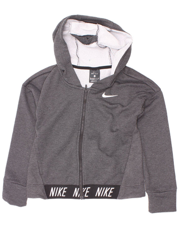 Nike Dri Fit Zip Hoodie-Pullover für Mädchen, 8–9 Jahre, Größe S, Grau, Farbblock