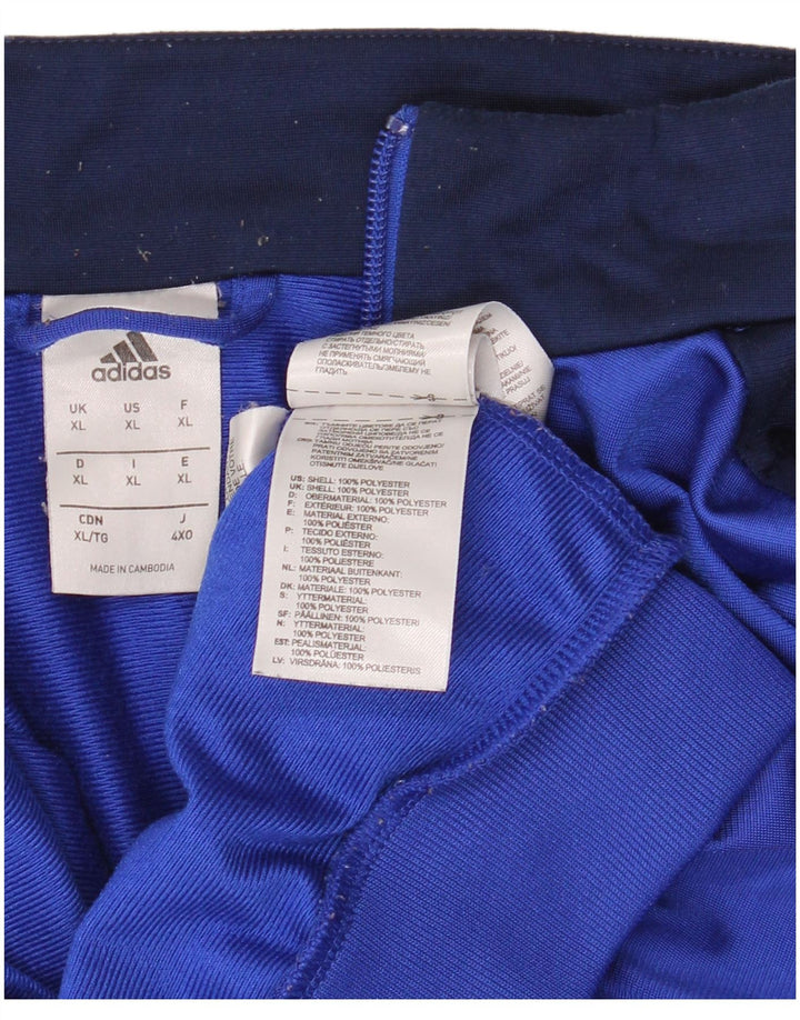 Adidas Herren-Trainingsanzug-Top-Jacke XL, blaues Colourblock-Polyester