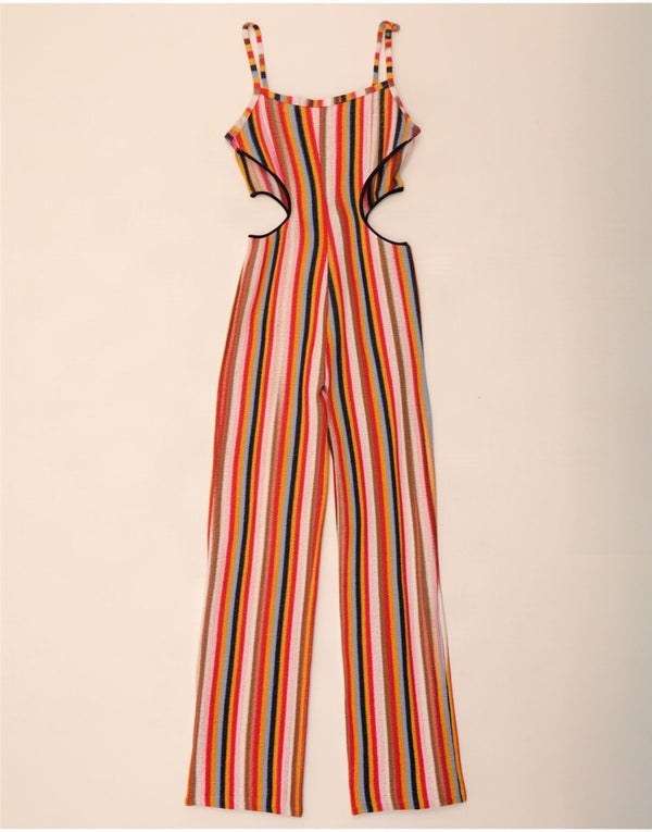 Zara Womens Cut Out Jumpsuit UK 10 Small L30 Mehrfarbig gestreifte Baumwolle