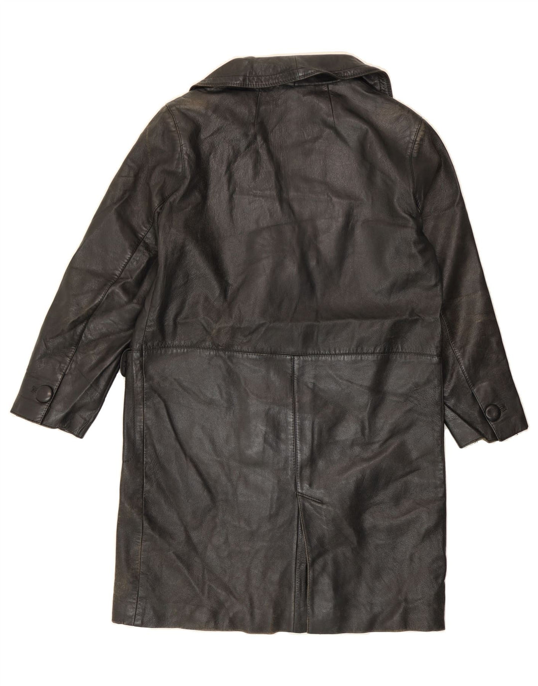 VINTAGE Womens Leather Coat UK 14 Medium Black Leather Vintage Vintage and Second-Hand Vintage from Messina Hembry 