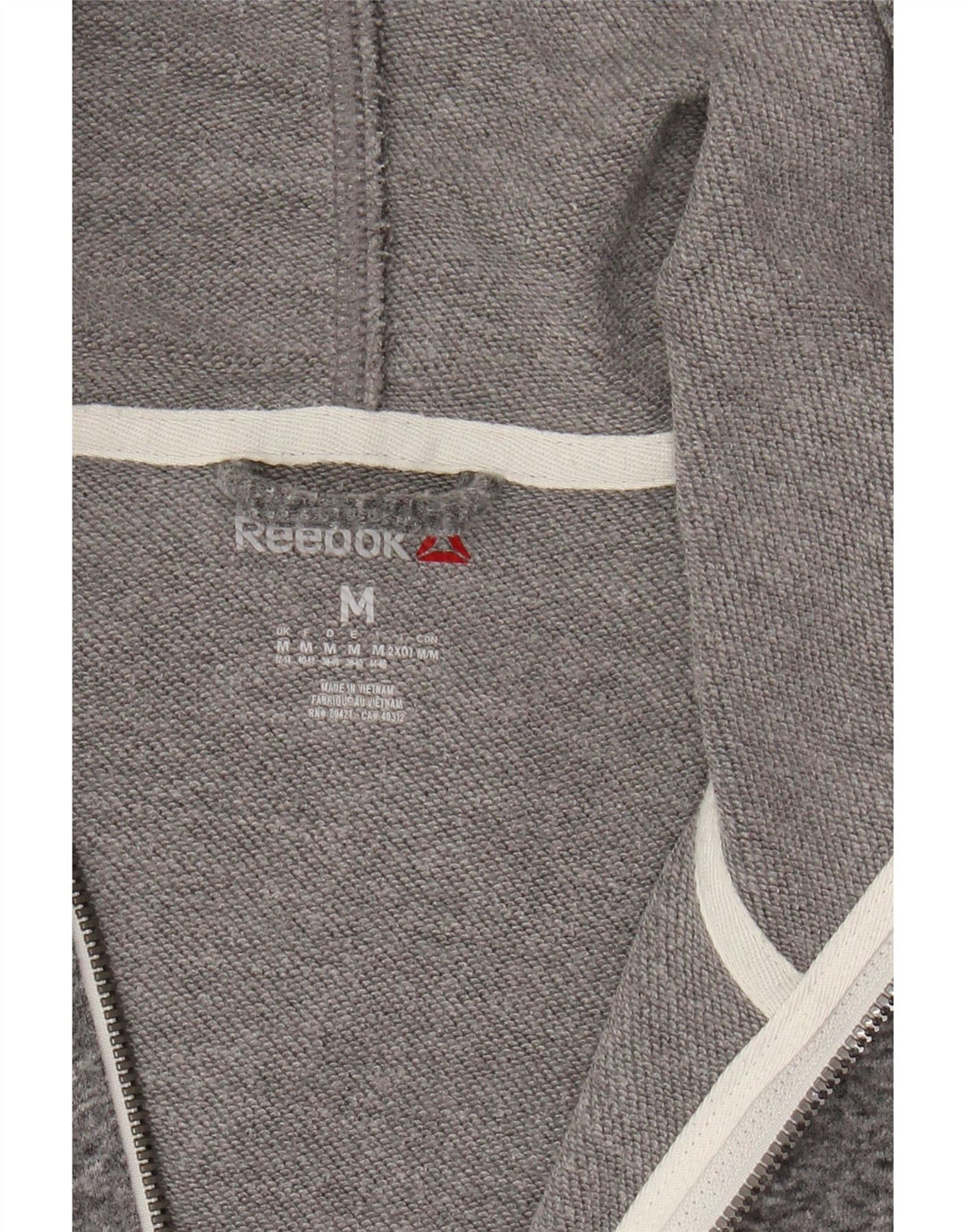 REEBOK Womens Graphic Zip Hoodie Sweater UK 12/14 Mittelgrau meliert
