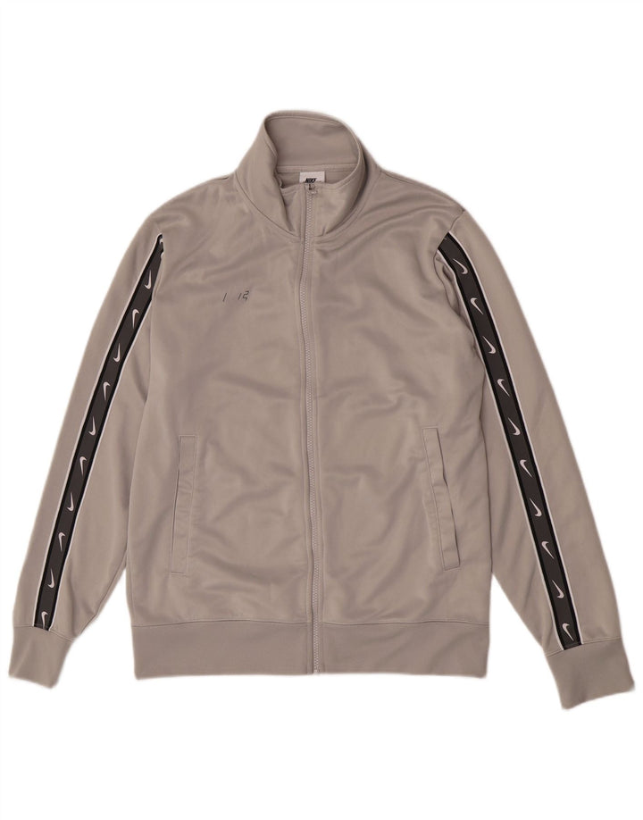Nike Herren-Trainingsanzugoberjacke aus mittelgrauem Colourblock-Polyester