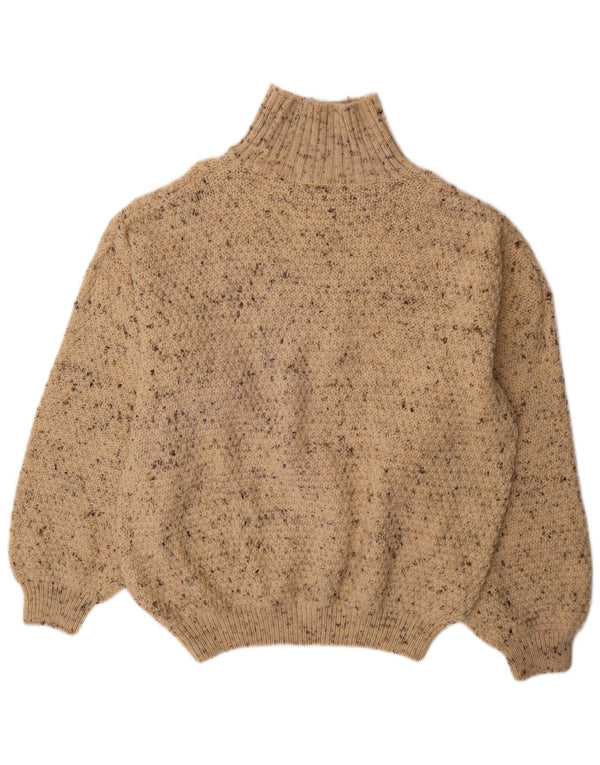 Vintage Herren Rollkragenpullover XL Beige meliert Schurwolle