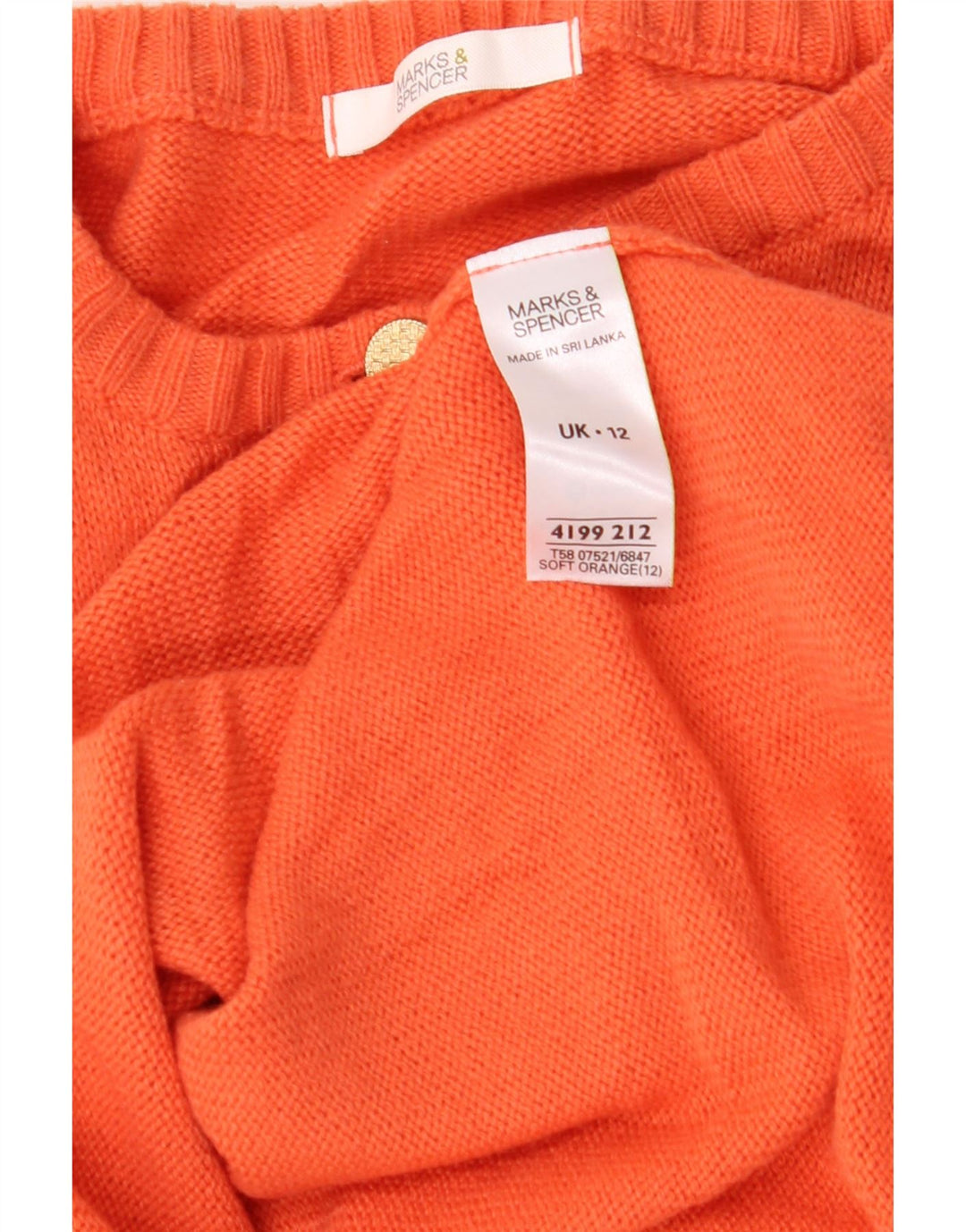 MARKS & SPENCER Damen Strickjacke UK 12 Mittelorange Acryl