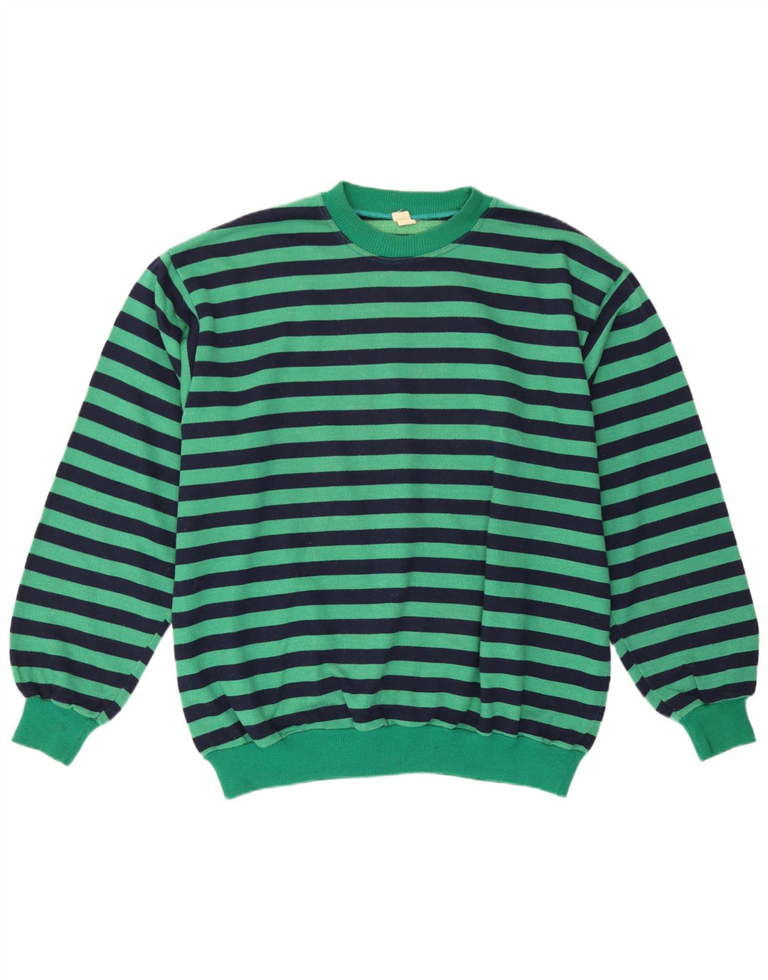 Vintage Herren Sweatshirt Pullover große grün gestreifte Baumwolle