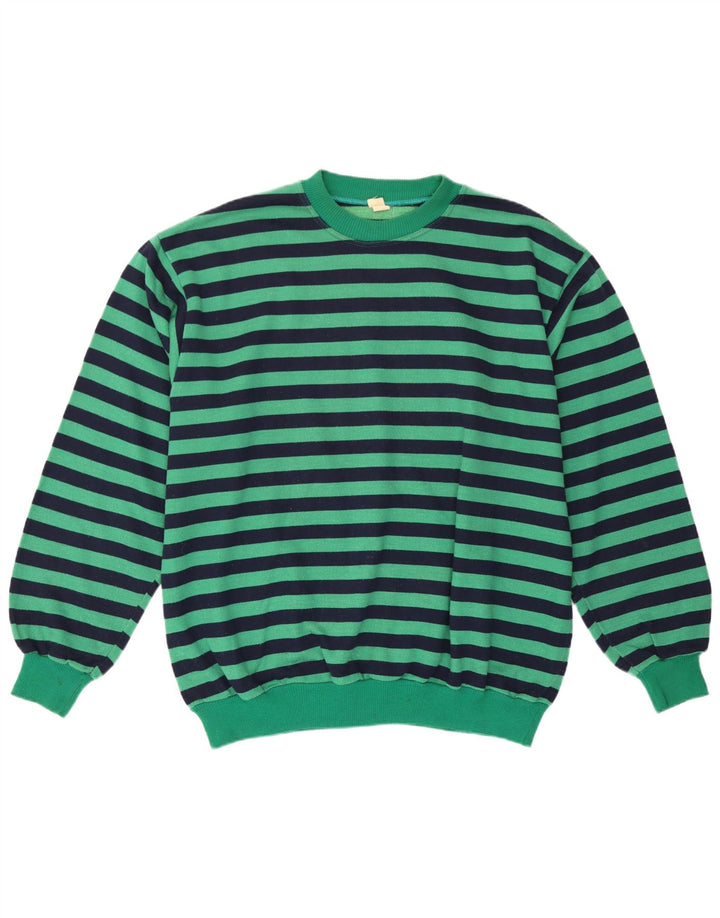 Vintage Herren Sweatshirt Pullover große grün gestreifte Baumwolle