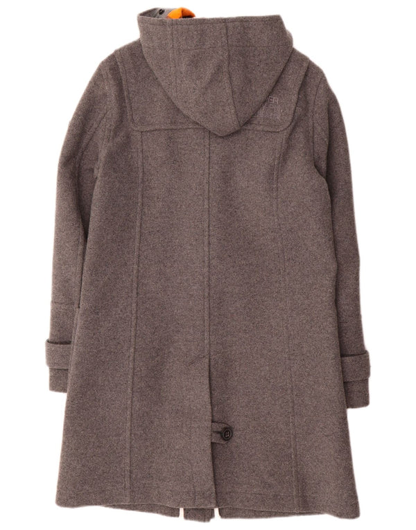 Superdry Dufflecoat mit Kapuze für Damen, UK 12, mittelgraue Wolle