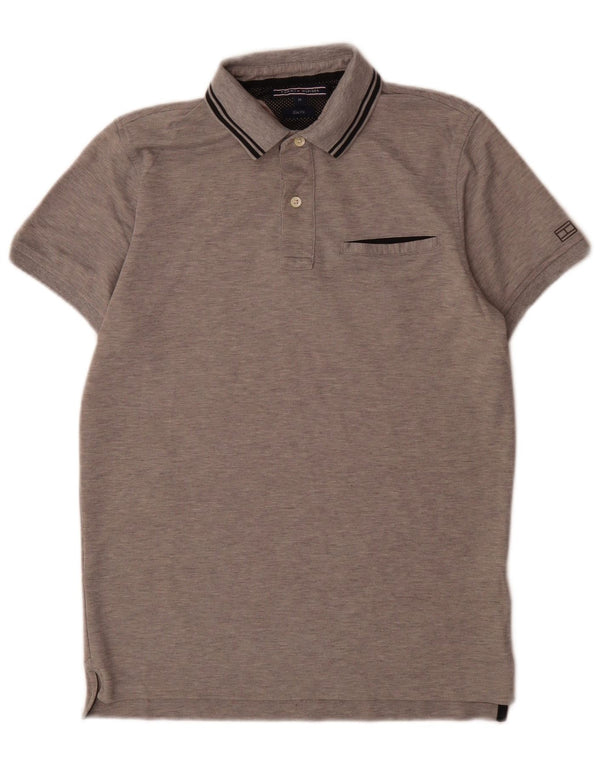 Tommy Hilfiger Mens Slim Fit Polo Shirt Medium Grey Flecked Cotton