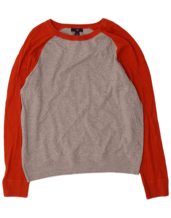 Gap Damen-Pullover mit U-Boot-Ausschnitt, UK 14, mittelgraue Colourblock-Baumwolle