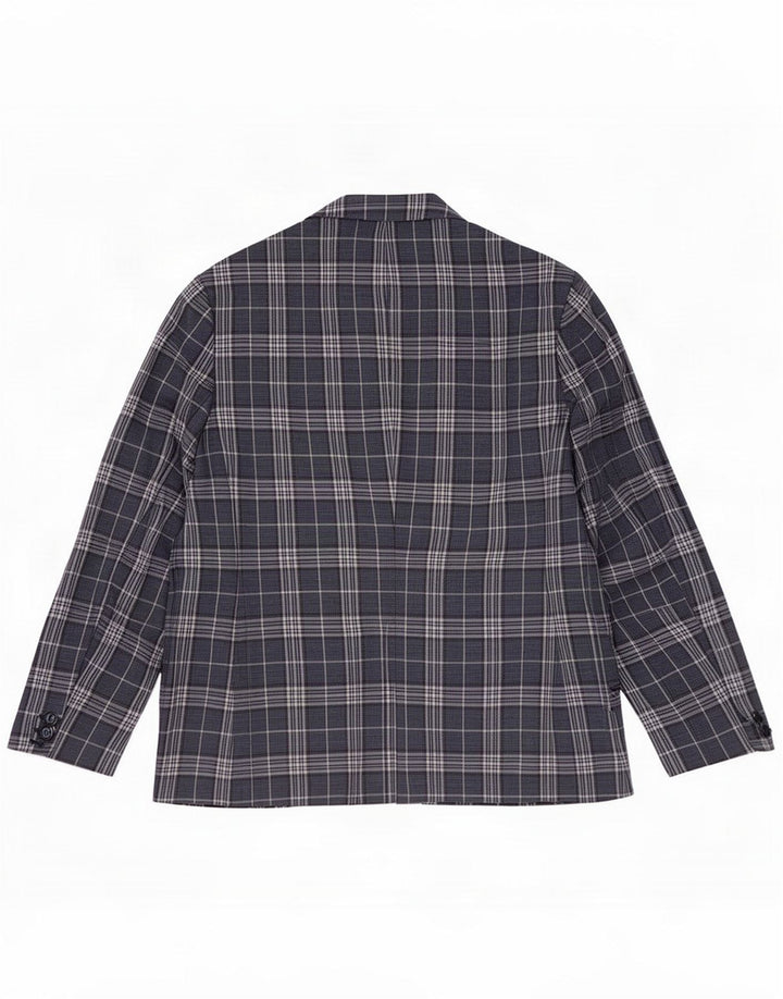 Vintage Herren-Blazer mit 2 Knöpfen, IT 50, großes, blau kariertes Leinen