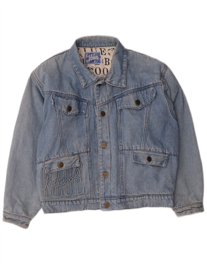 Vintage Jungen-Jeansjacke mit Grafik, 11–12 Jahre, große blaue Baumwolle