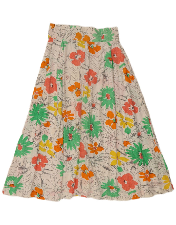 Vintage Damen A-Linienrock mit hoher Taille W24 XS Mehrfarbig geblümt