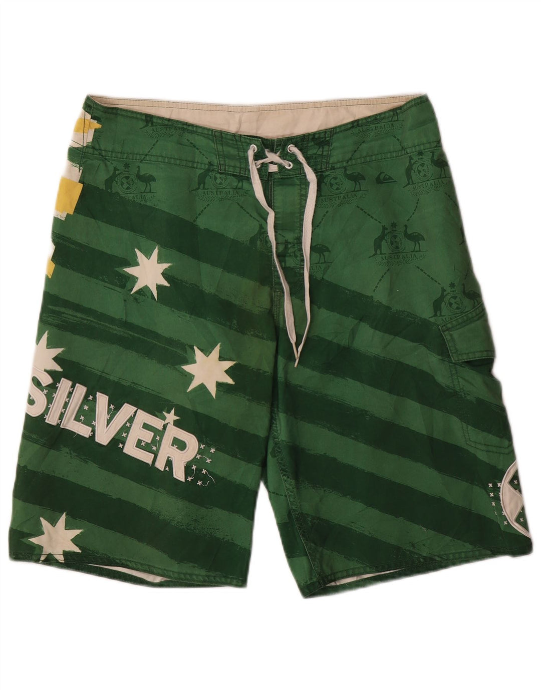 Quiksilver Herren-Badeshorts mit Grafik, mittelgrün, gestreift, Polyester