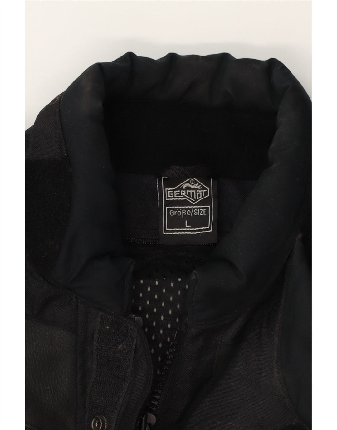 GERMOT Mens Graphic Racer Jacket UK 40 Large Black Polyamide Vintage Germot and Second-Hand Germot from Messina Hembry 