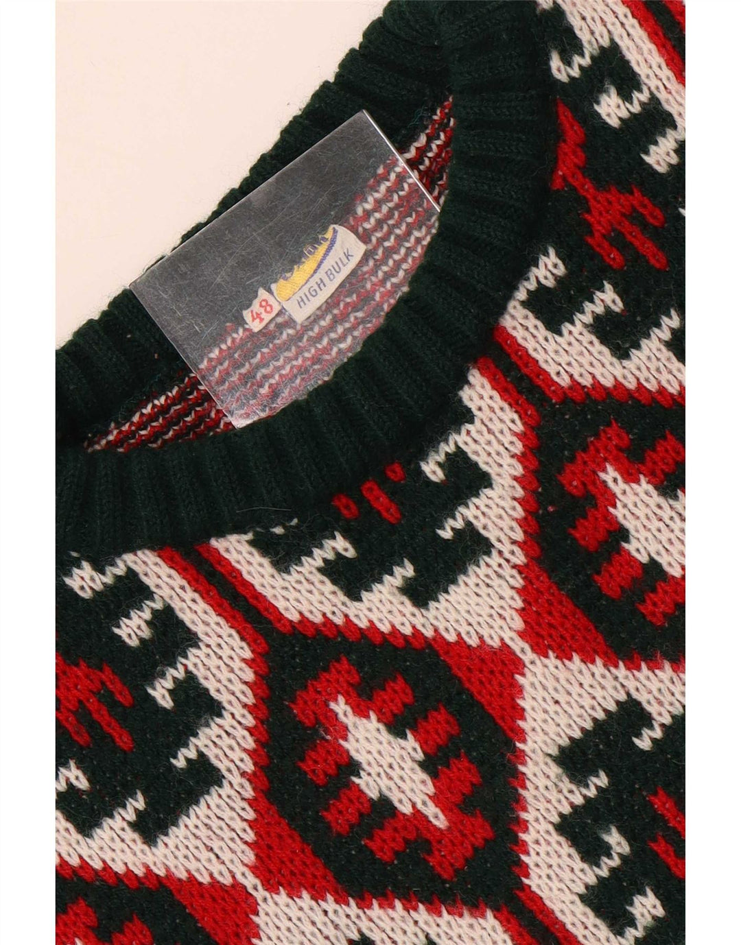 Vintage Damen Pullover mit Rundhalsausschnitt IT 48 XL Mehrfarbig Geometrisch