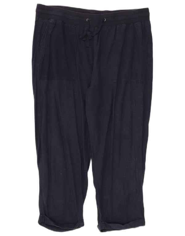 M&Co Damen-Hose, kurz geschnitten, UK 18, XL, W38, L24, Marineblau, Leinen