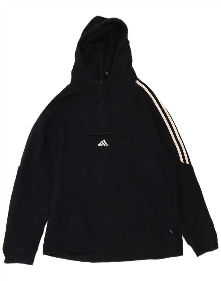 ADIDAS Herren Kapuzenpullover mit Reißverschluss, UK 40/42, mittelmarineblaue Baumwolle