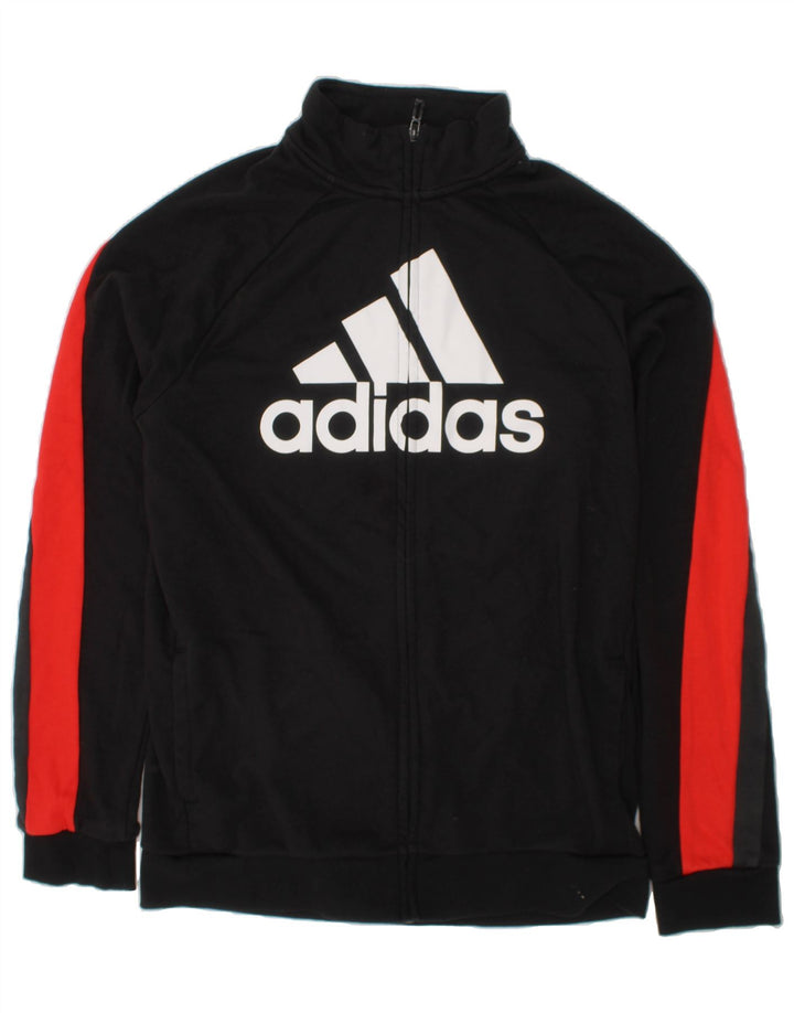 ADIDAS Boys Graphic Tracksuit Top Jacket 15-16 Years Black Colourblock Vintage Adidas and Second-Hand Adidas from Messina Hembry 