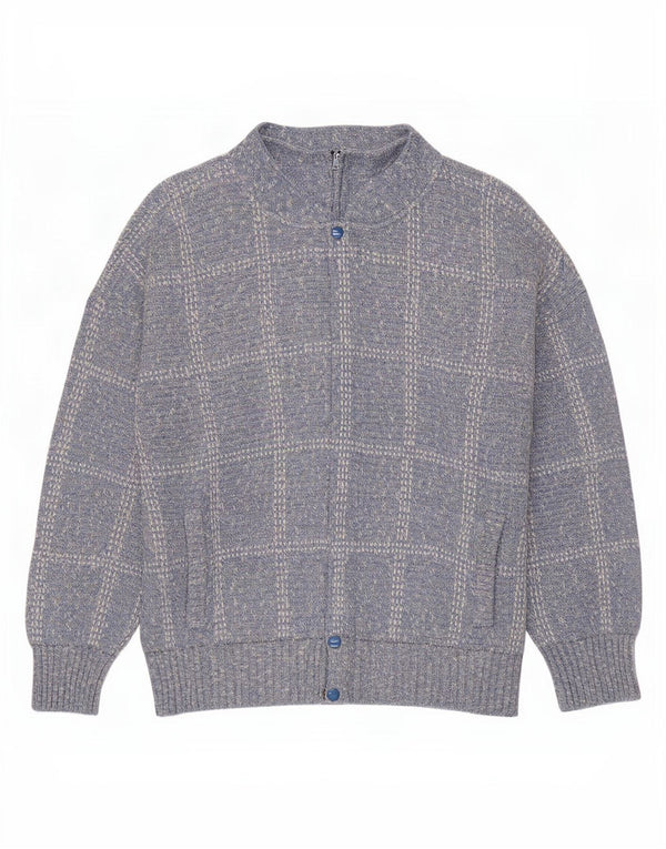 Rodes Herren-Cardigan-Pullover XL, blau kariert, Acryl