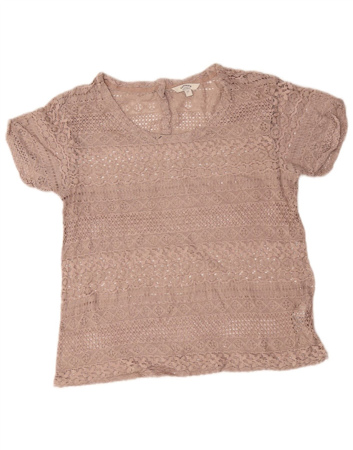 Fat Face Häkelblusenoberteil für Damen, UK 12, mittelbeige Baumwolle