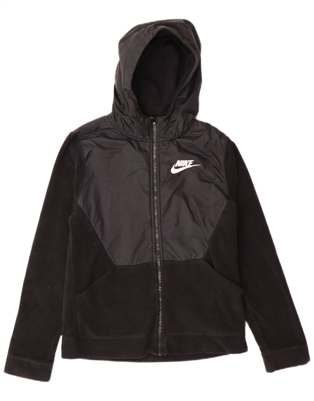 Nike Fleecejacke mit Kapuze für Mädchen, 13–14 Jahre, XL, Schwarz, Polyester, Sport
