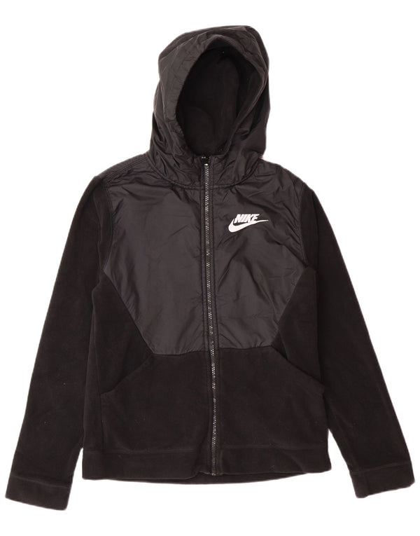 Nike Fleecejacke mit Kapuze für Mädchen, 13–14 Jahre, XL, Schwarz, Polyester, Sport