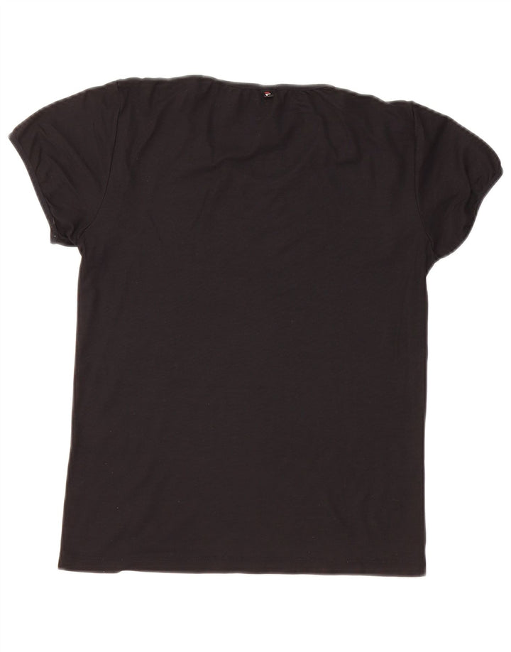 FILA Damen T-Shirt Top UK 14 Large Schwarz Polyamid