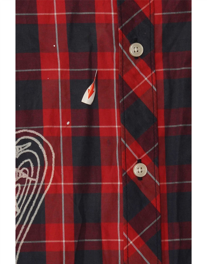 Hurley Herren Grafik-Kurzarmhemd 2XL, rot kariert, Baumwolle