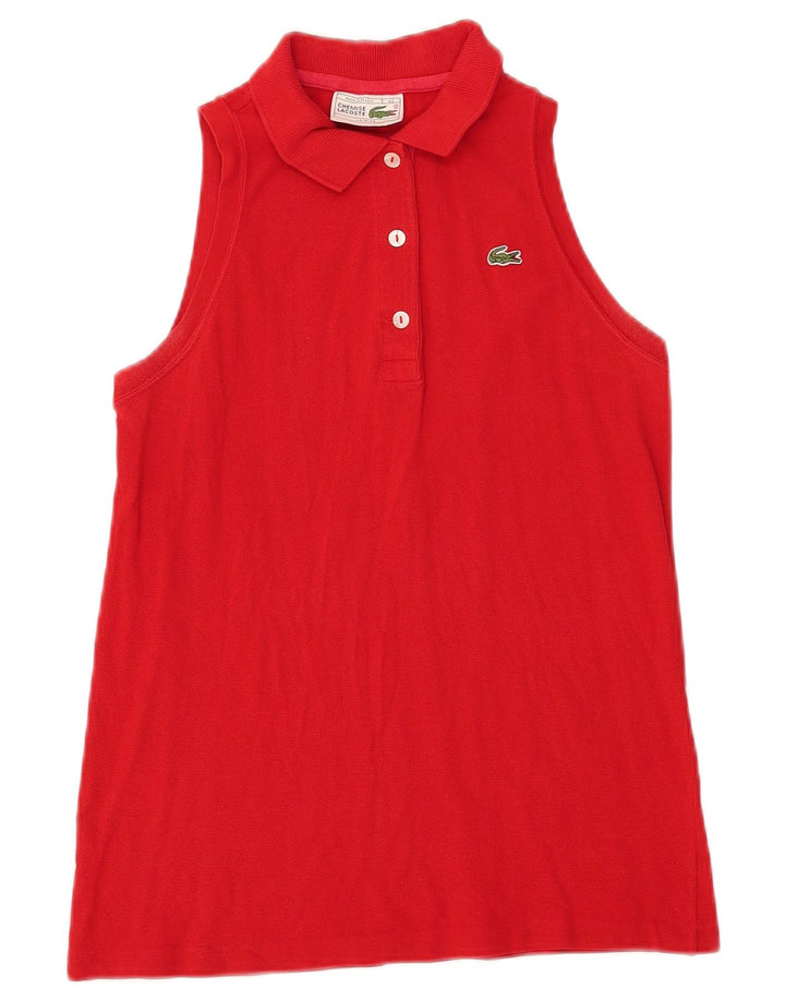 Lacoste Damen ärmelloses Poloshirt, Größe 40, mittelrote Baumwolle