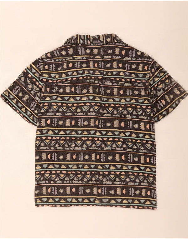 Pull & Bear Herren Kurzarmhemd XL Schwarz Geometrisch