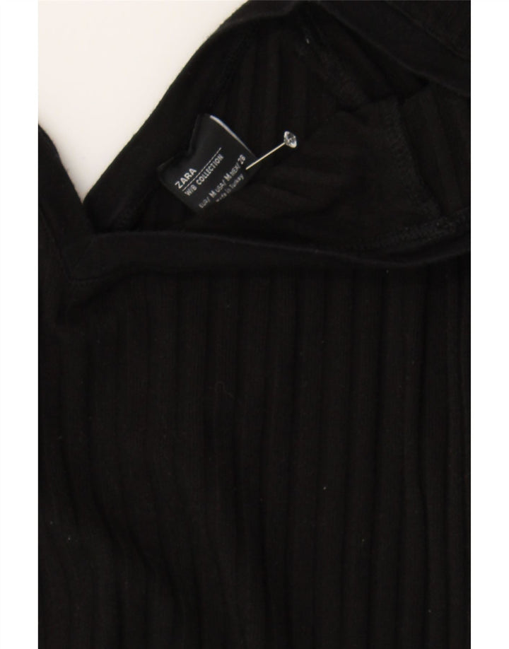 ZARA Womens V-Neck Jumper Sweater UK 12 Medium Black Vintage Zara and Second-Hand Zara from Messina Hembry 