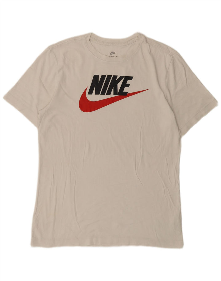 NIKE Mens Graphic T-Shirt Top Medium White Cotton