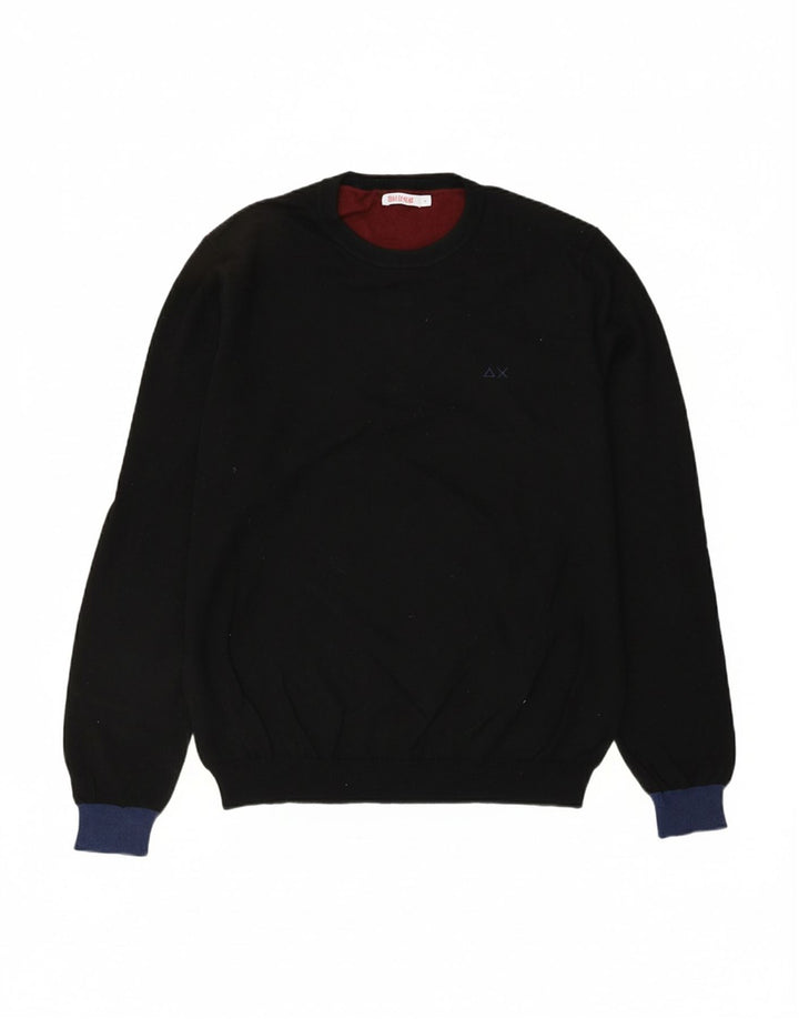 SUN68 Womens Crew Neck Jumper Sweater Large Black Merino Wool