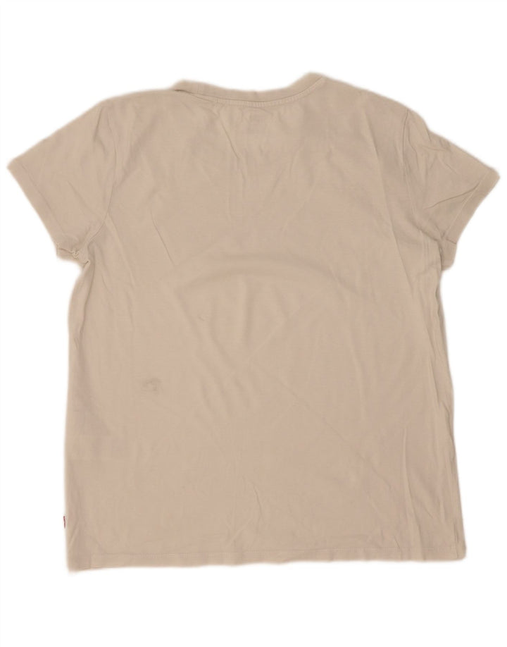 Levi's Womens Graphic T-Shirt Top UK 14 Mittelweiße Baumwolle