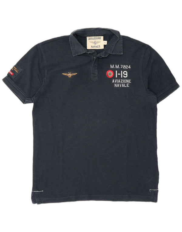 Aviazione Navale Herren-Poloshirt mit Grafik, XL, Marineblau, Baumwolle