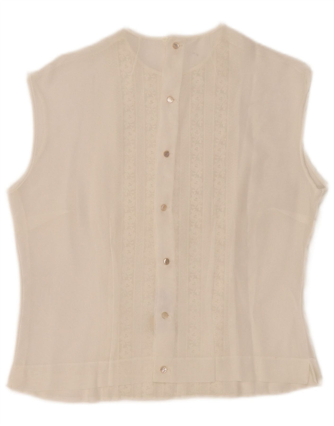 Vintage Damen ärmelloses durchsichtiges Blusentop IT 44 Mittelweiß