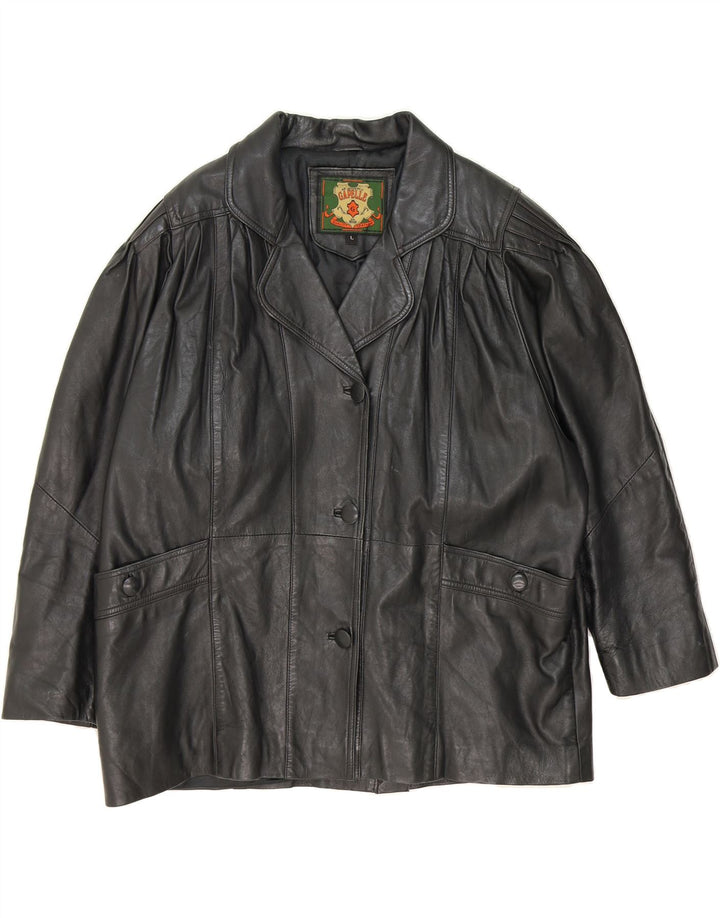 VINTAGE Womens Leather Jacket UK 14 Medium Black Leather Vintage Vintage and Second-Hand Vintage from Messina Hembry 