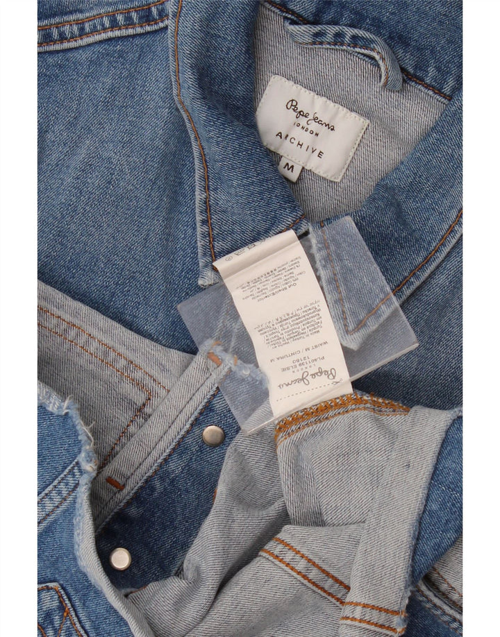 PEPE Jeans Damen Crop Denim Gilet UK 12 Mittelblaue Baumwolle