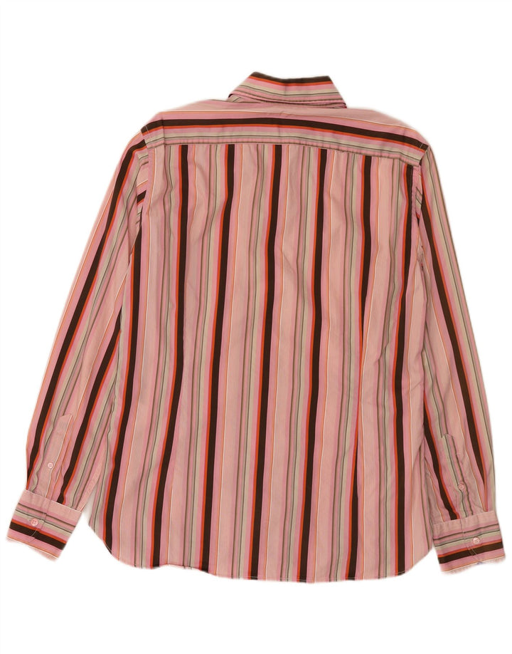 Ted Baker Herren-Hemd mit normaler Passform, Größe 4, groß, rosa gestreift, Baumwolle