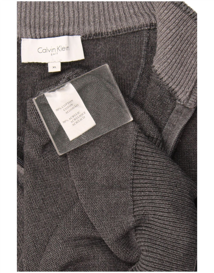 Calvin Klein Herren-Pullover mit Reißverschluss, XL, graue Baumwolle